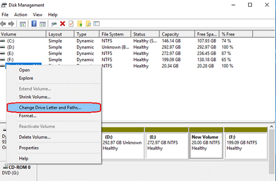محیط disk-management در ویندوز