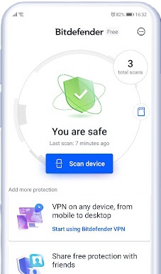 محیط آنتی ویروس بیت دفندر برای گوشی اندرویدی
